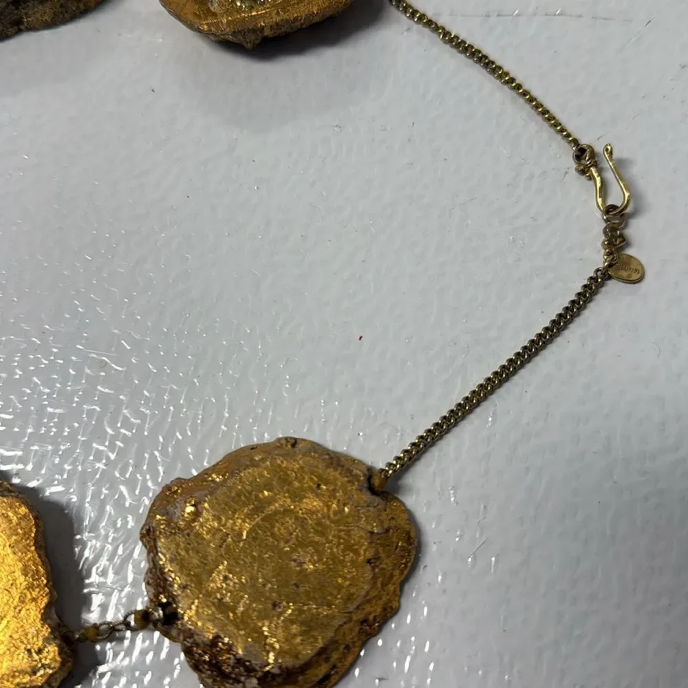 Gold Statement Necklace CHAN LUU - RARE Gold Stone Necklace - Beautiful Piece